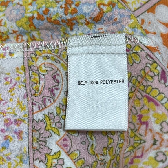 New Rose & Olive Size 1X Tunic Blouse Top Pink Yellow Patchwork V-Neck - Picture 8 of 9